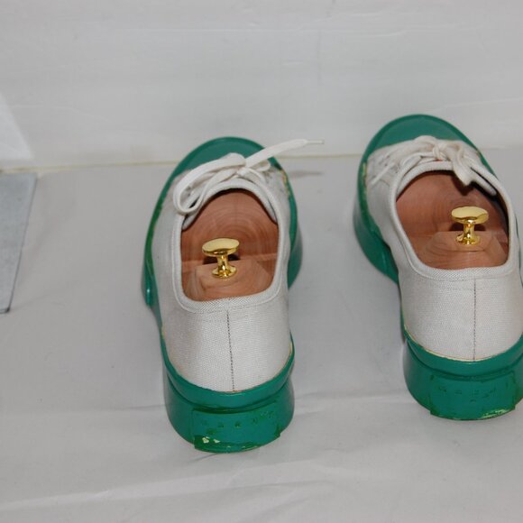 43/US9.5 🔥 Marni Green White Canvas lace Sneakers Made In SPAIN - Picture 4 of 13